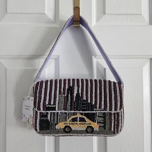 NWT Made In India Beaded New York Skyline/Taxi Shoulder Bag